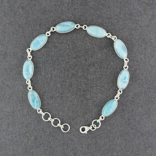 Sterling Silver Larimar Oval Link Bracelet