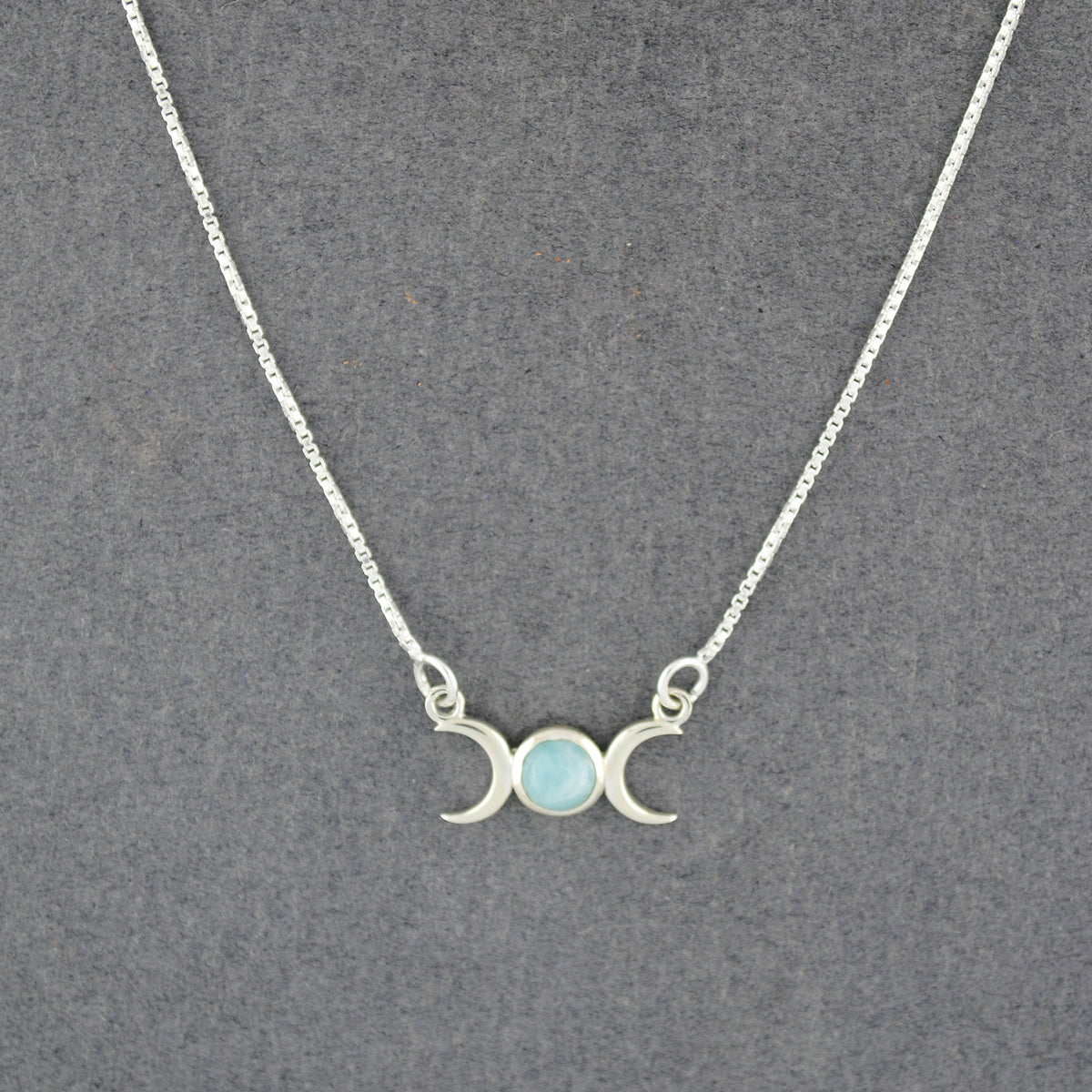 Sterling Silver Larimar Moon Phase Necklace