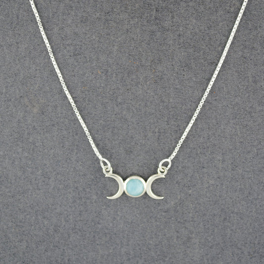 Sterling Silver Larimar Moon Phase Necklace