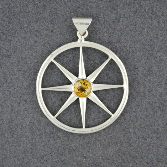 Sterling Silver Citrine Compass Pendant