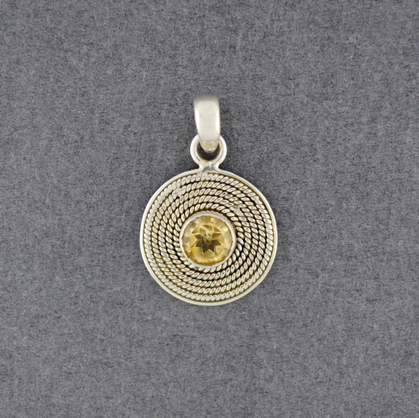 Sterling Silver Citrine Rope Pendant