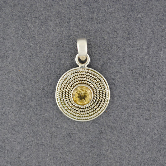 Sterling Silver Citrine Rope Pendant