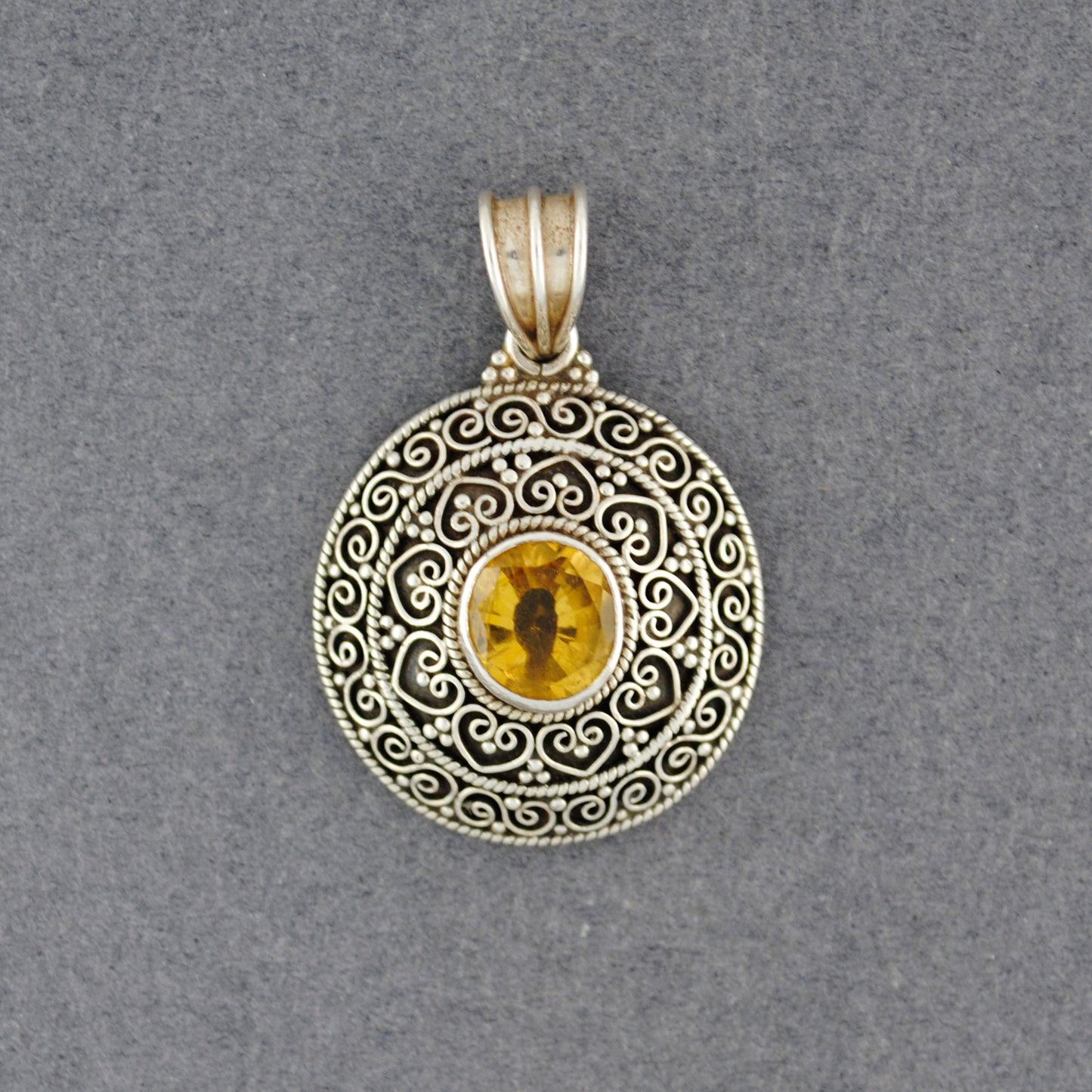Sterling Silver Intricate Citrine Pendant