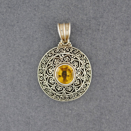 Sterling Silver Intricate Citrine Pendant