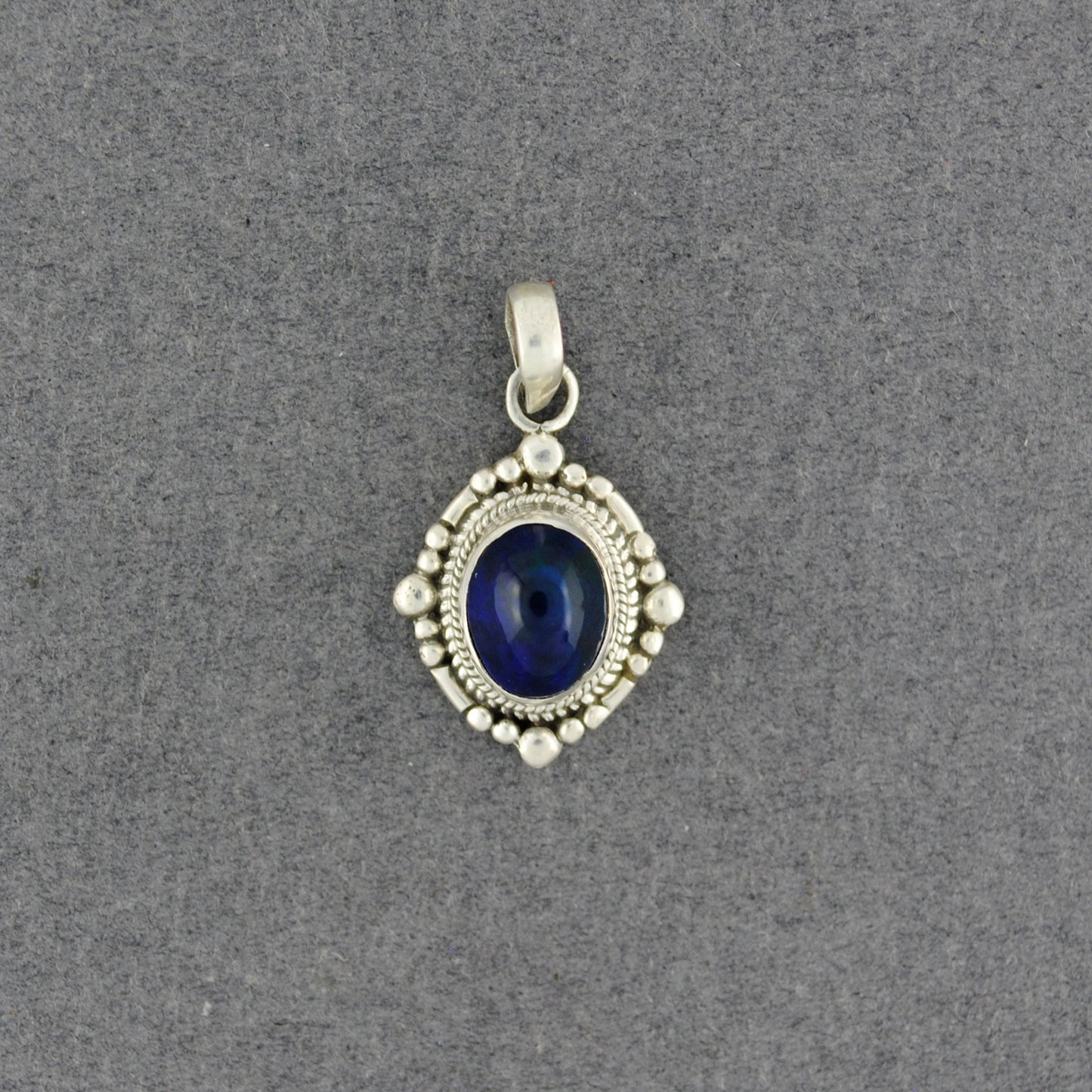 Sterling Silver Nepali Oval Opal Pendant