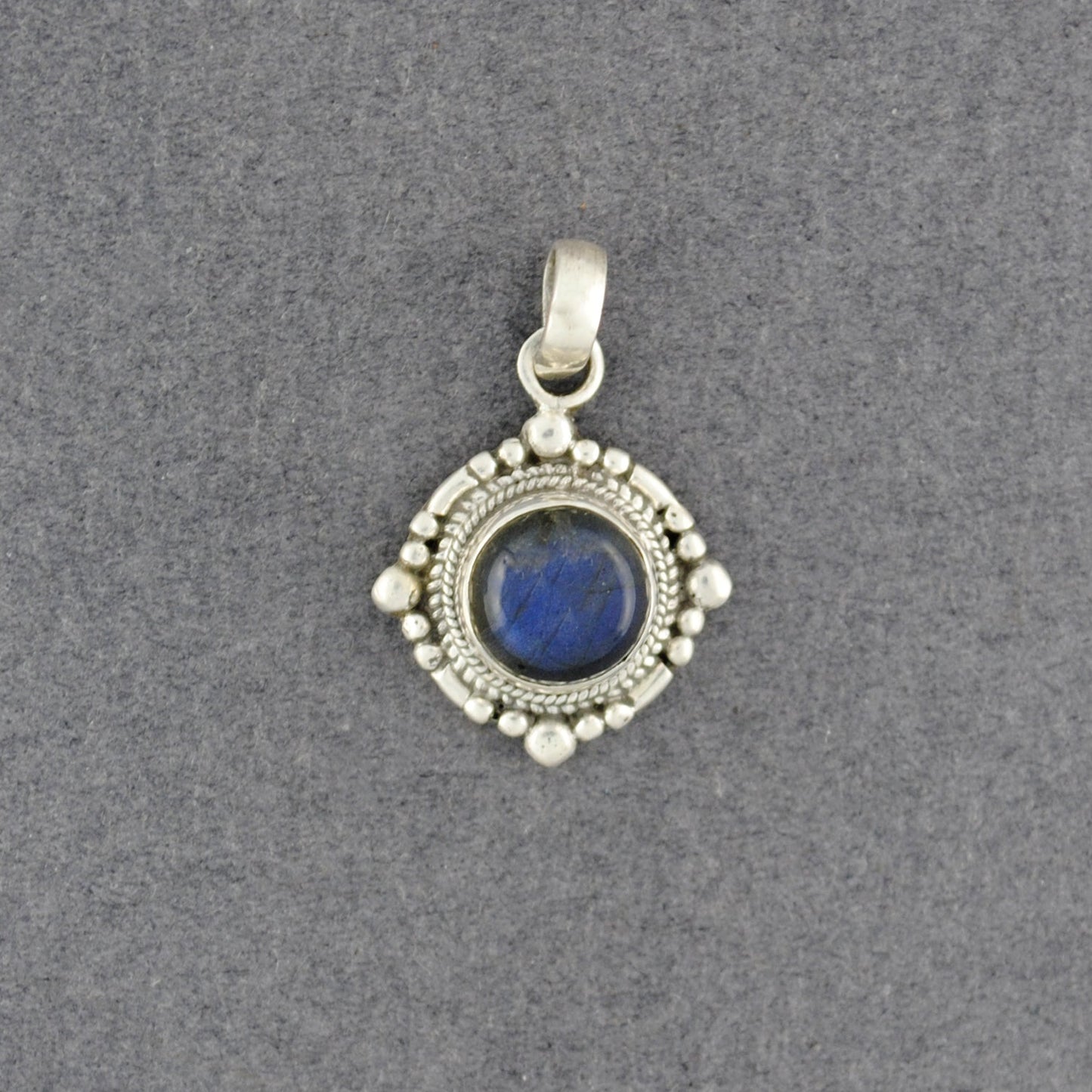 Sterling Silver Nepali Round Labradorite Pendant