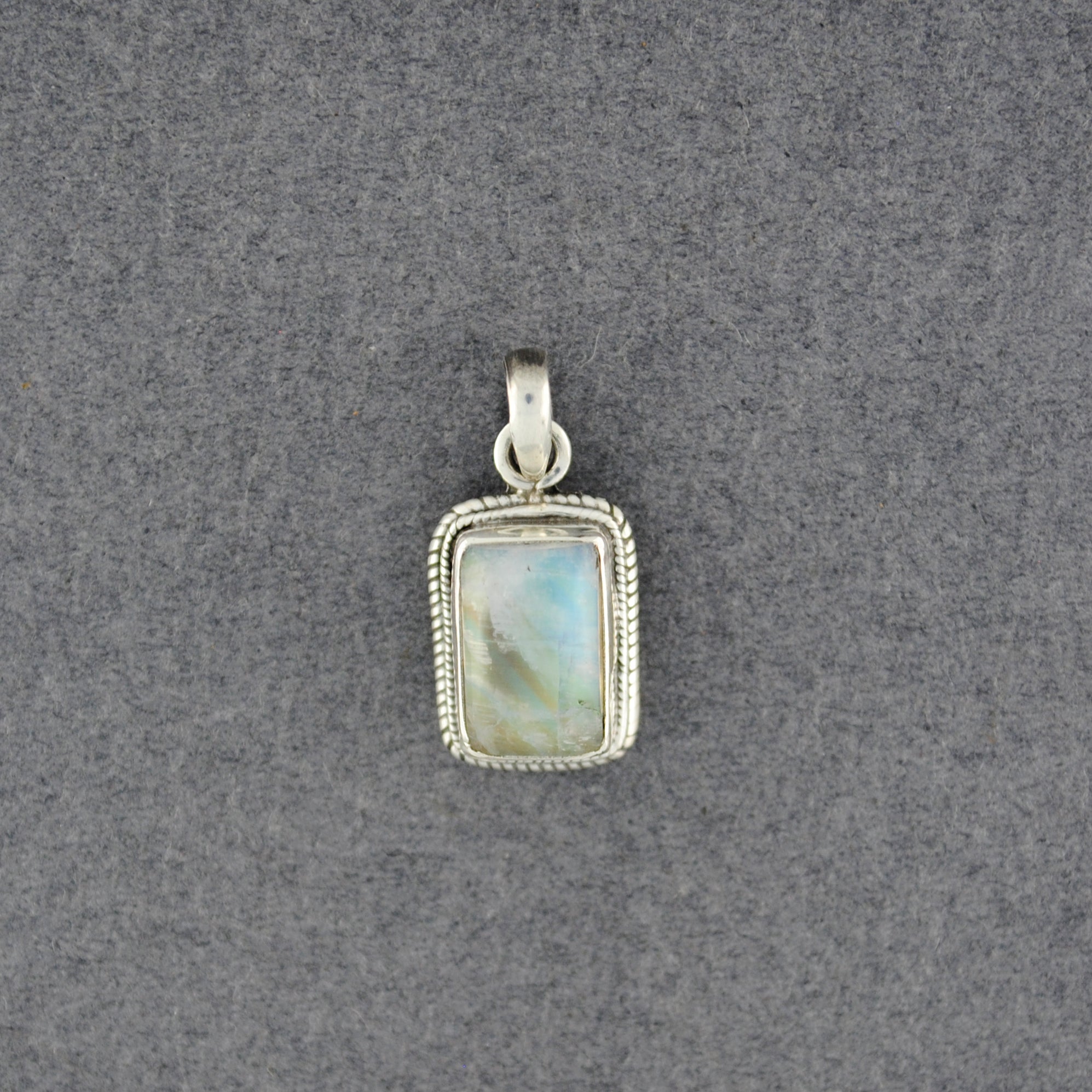 Sterling Silver Small Rectangle Rainbow Moonstone Pendant – Green River ...