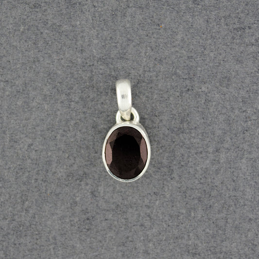 Sterling Silver Small Garnet Oval Pendant