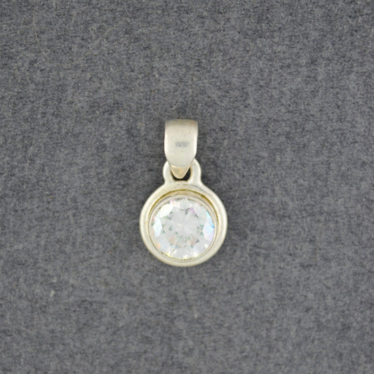 Sterling Silver Crystal Quartz Circle Pendant