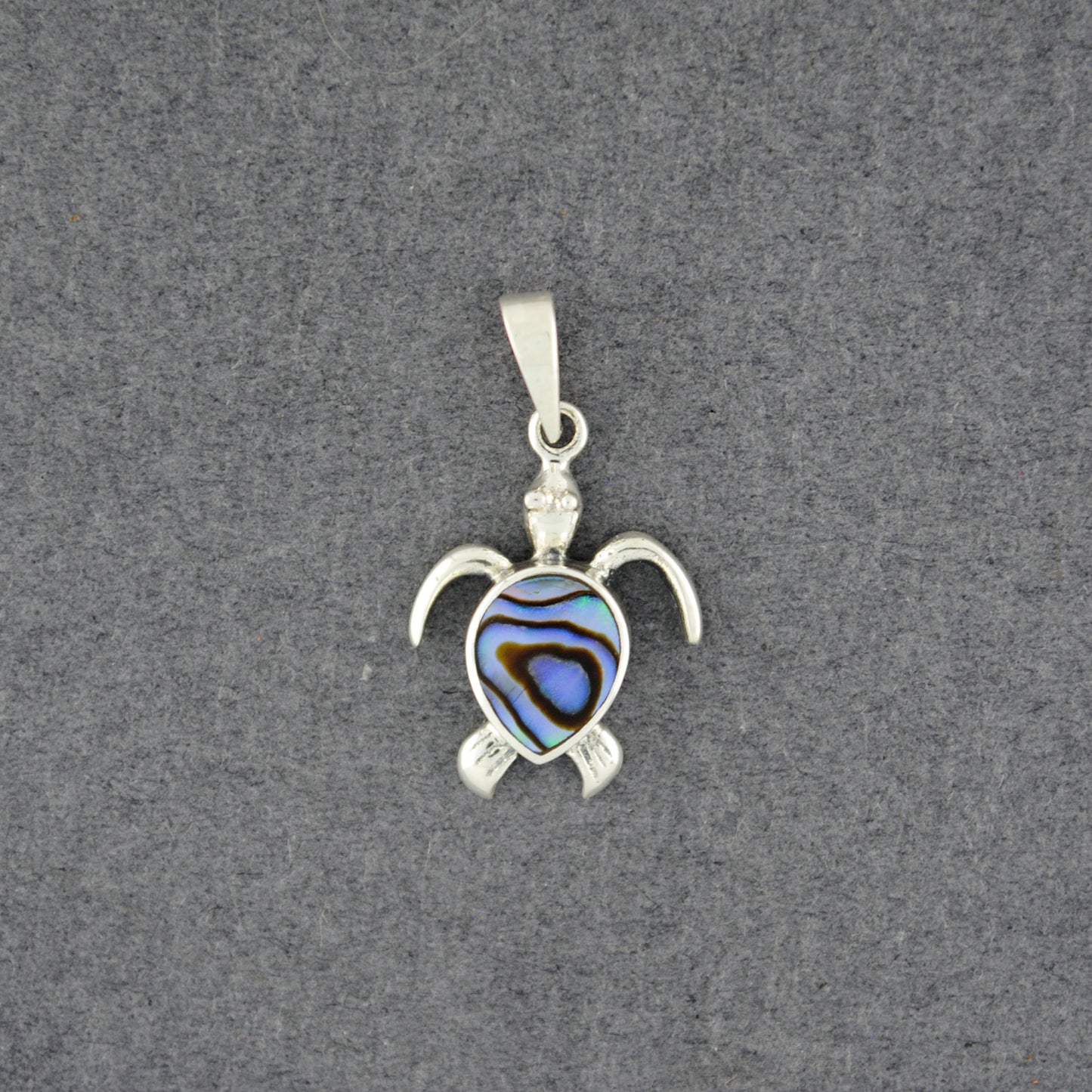 Sterling Silver Abalone Mini Turtle Pendant