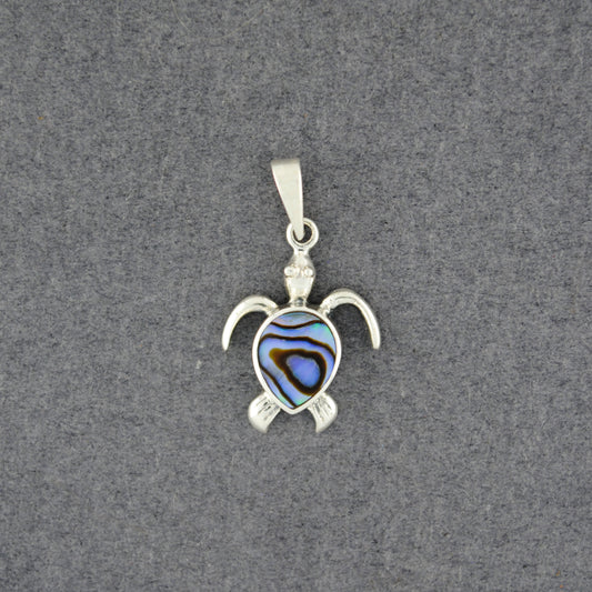 Sterling Silver Abalone Mini Turtle Pendant