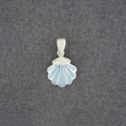Sterling Silver Blue Mother of Pearl Mini Scallop Shell Pendant
