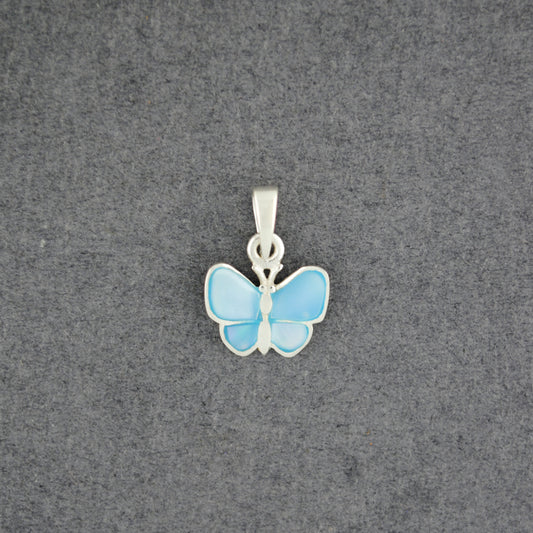 Sterling Silver Blue Mother of Pearl Mini Butterfly Pendant