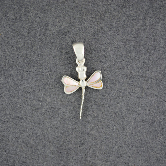 Sterling Silver Pink Mother of Pearl Mini Dragonfly Pendant