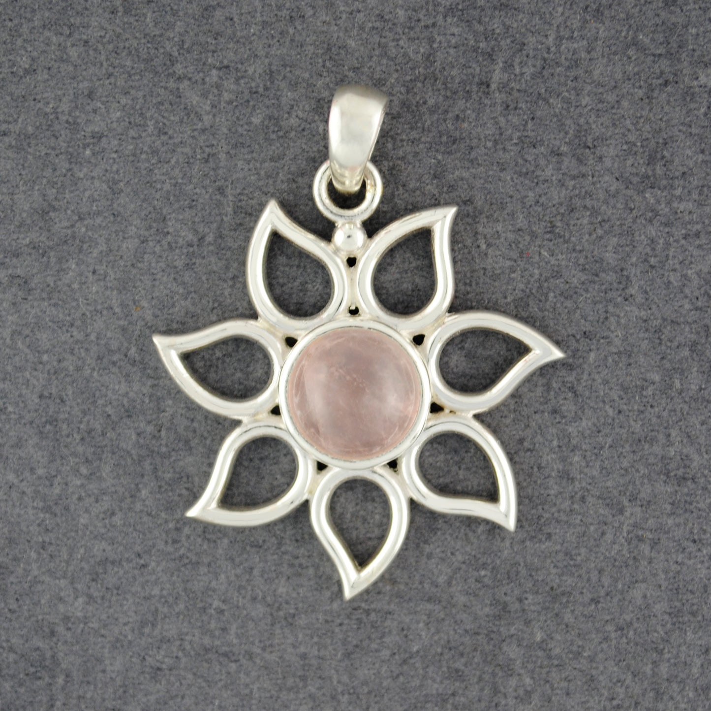 Sterling Silver Rose Quartz Flower Pendant