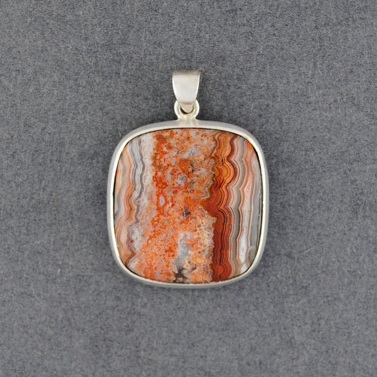 Sterling Silver Crazy Lace Agate Square Pendant