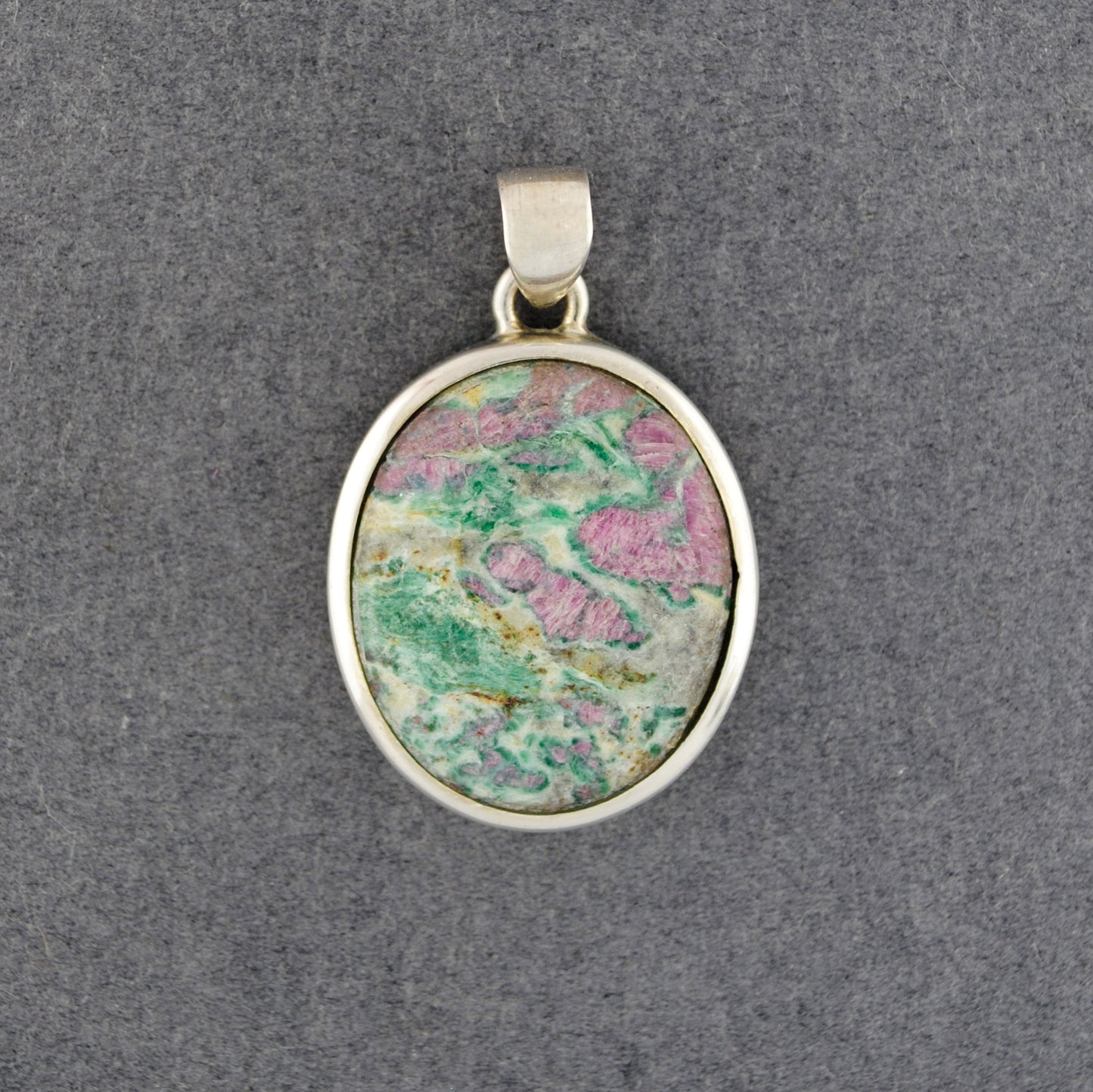 Sterling Silver Ruby Fuchsite Circle Pendant