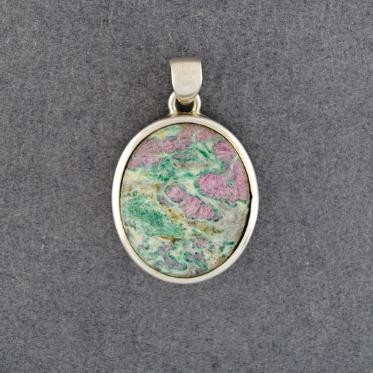 Sterling Silver Ruby Fuchsite Circle Pendant