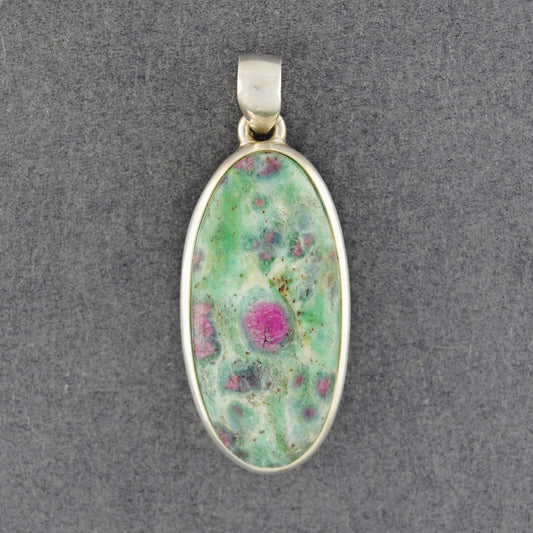 Sterling Silver Ruby Fuchsite Oval Pendant