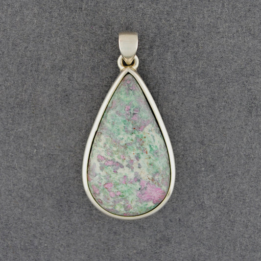 Sterling Silver Ruby Fuchsite Teadrop Pendant