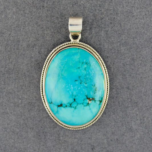 Sterling Silver Turquoise Twist Bezel Pendant