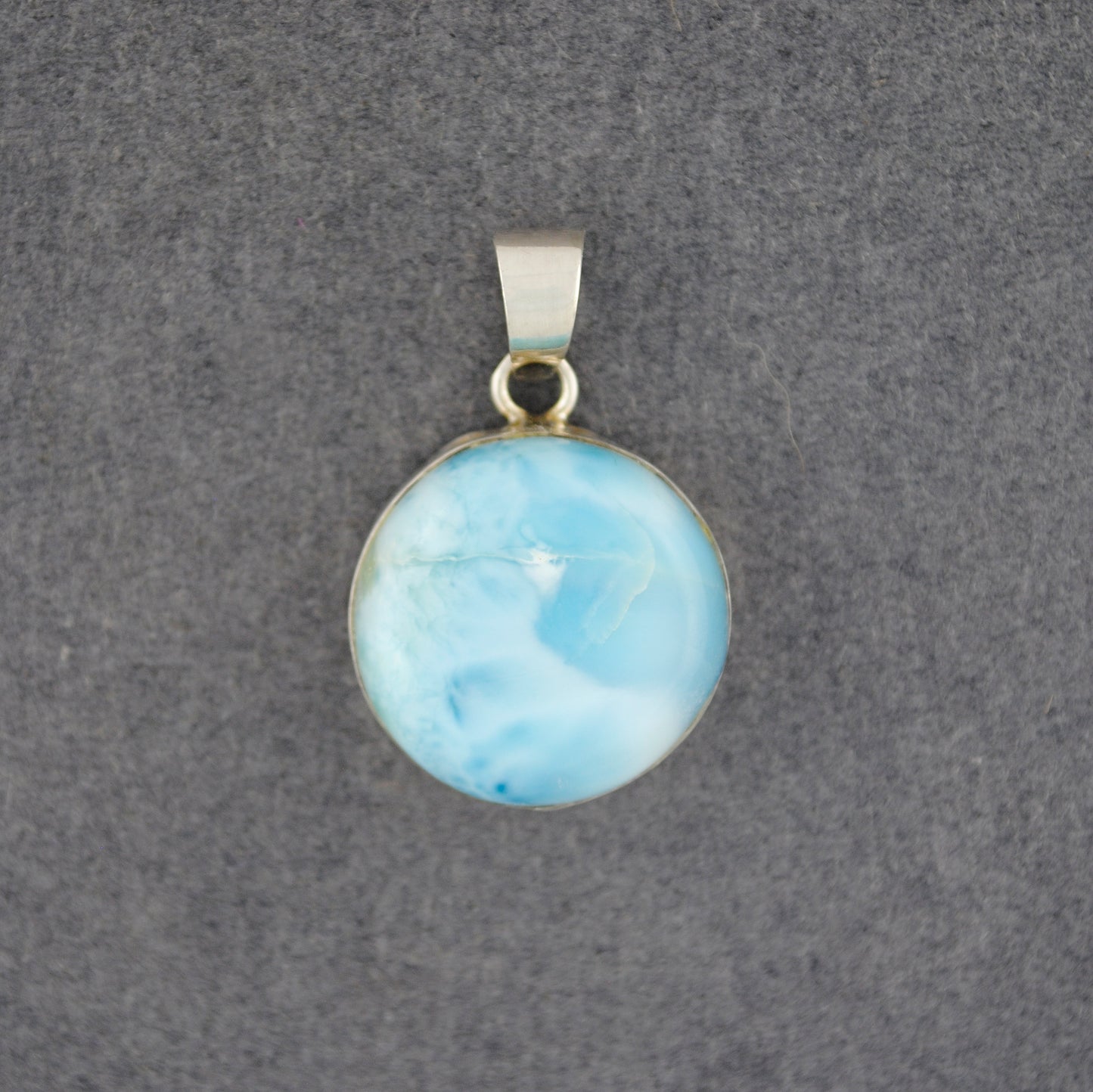 Sterling Silver Larimar Circle Pendant