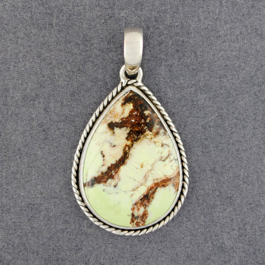 Sterling Silver Gaspeite Teardrop Pendant