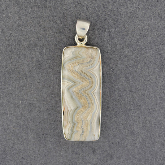 Sterling Silver Agate Rectange Pendant