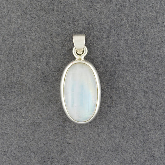 Sterling Silver Rainbow Moonstone Small Oval Pendant
