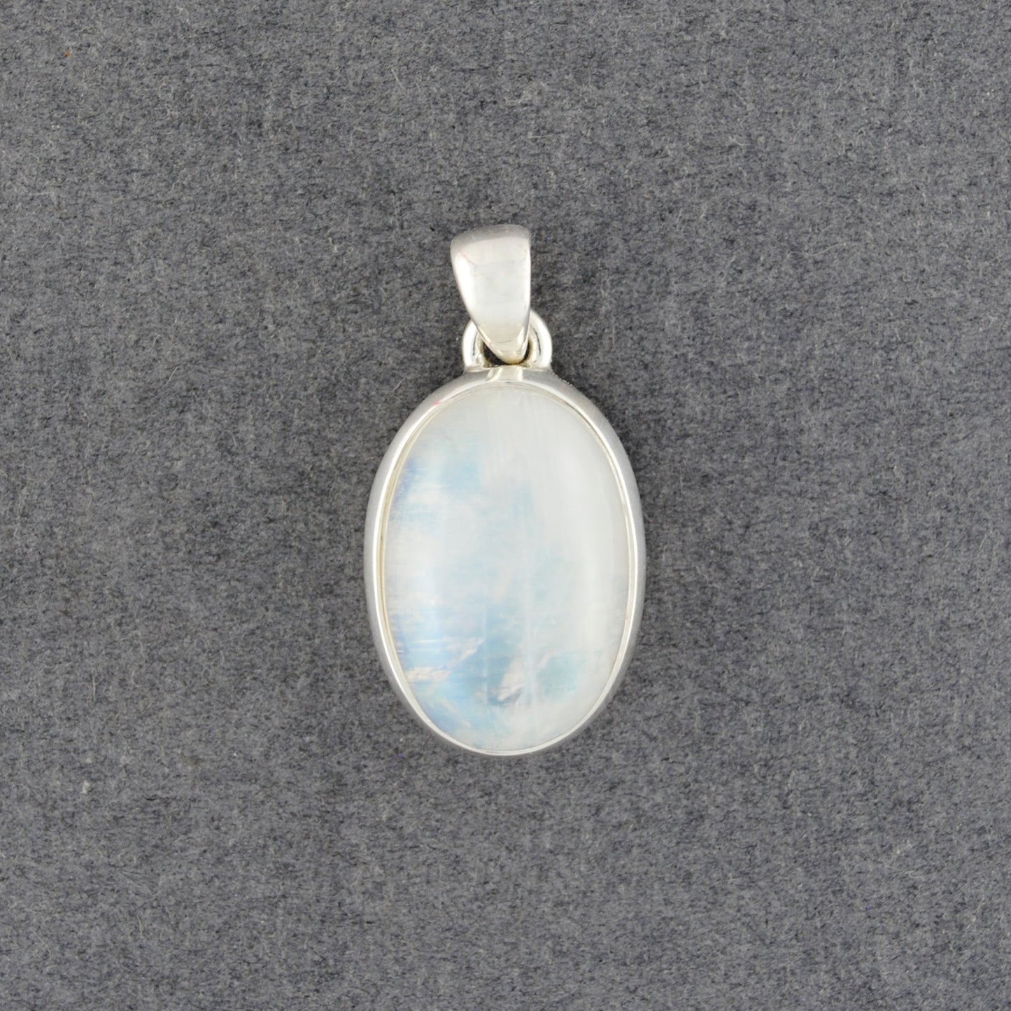 Sterling Silver Rainbow Moonstone Oval Pendant