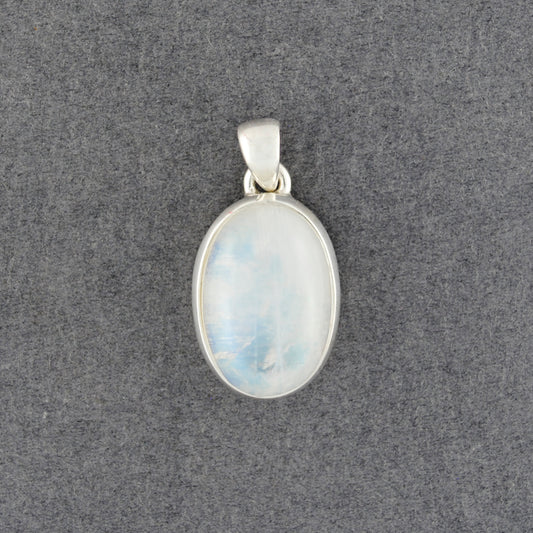 Sterling Silver Rainbow Moonstone Oval Pendant