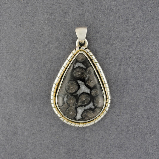 Sterling Silver Seabed Fossil Teardrop Pendant