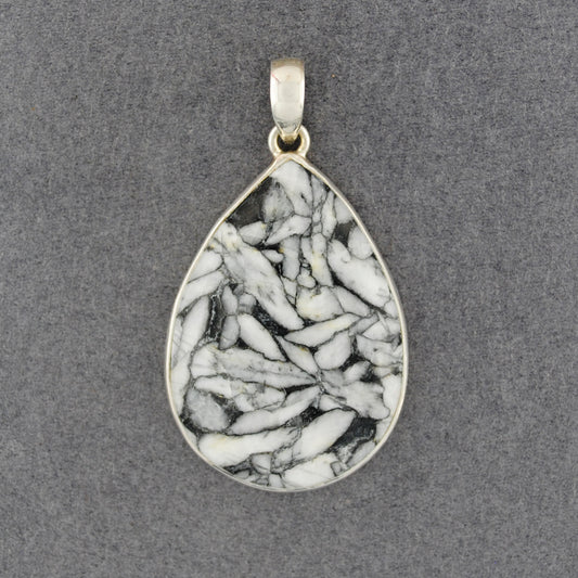 Sterling Silver Pinolite Teardrop Pendant