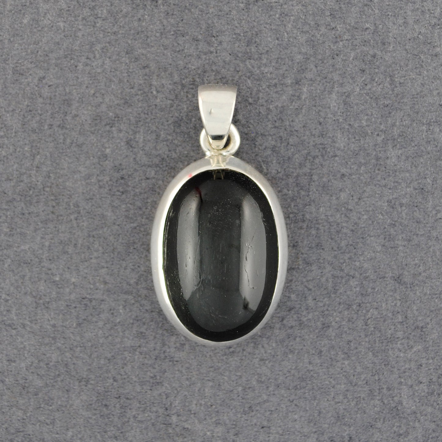 Sterling Silver Obsidian Oval Pendant