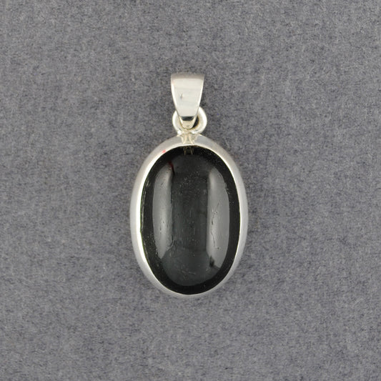 Sterling Silver Obsidian Oval Pendant