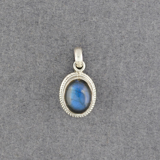 Sterling Silver Labradorite Mini Oval Pendant