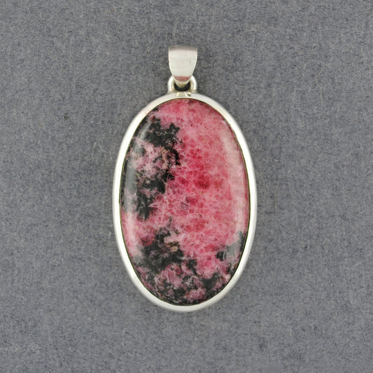 Sterling Silver Rhodonite Oval Pendant