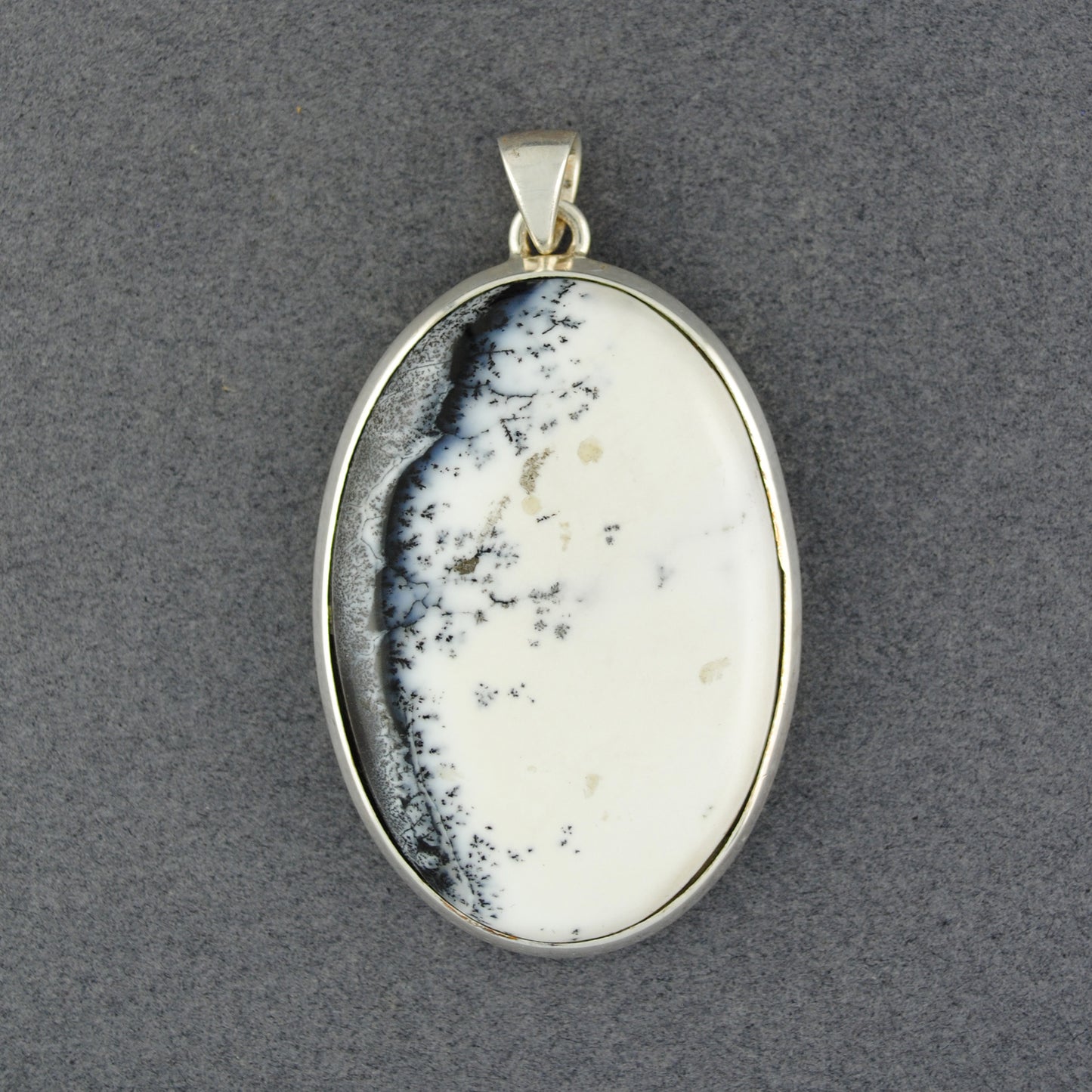 Sterling Silver Dendrite Agate Oval Pendant