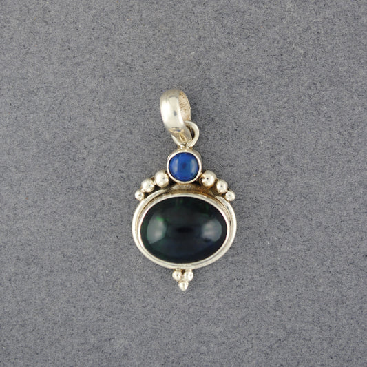 Sterling Silver Ethiopian Opal 2 Stone Pendant