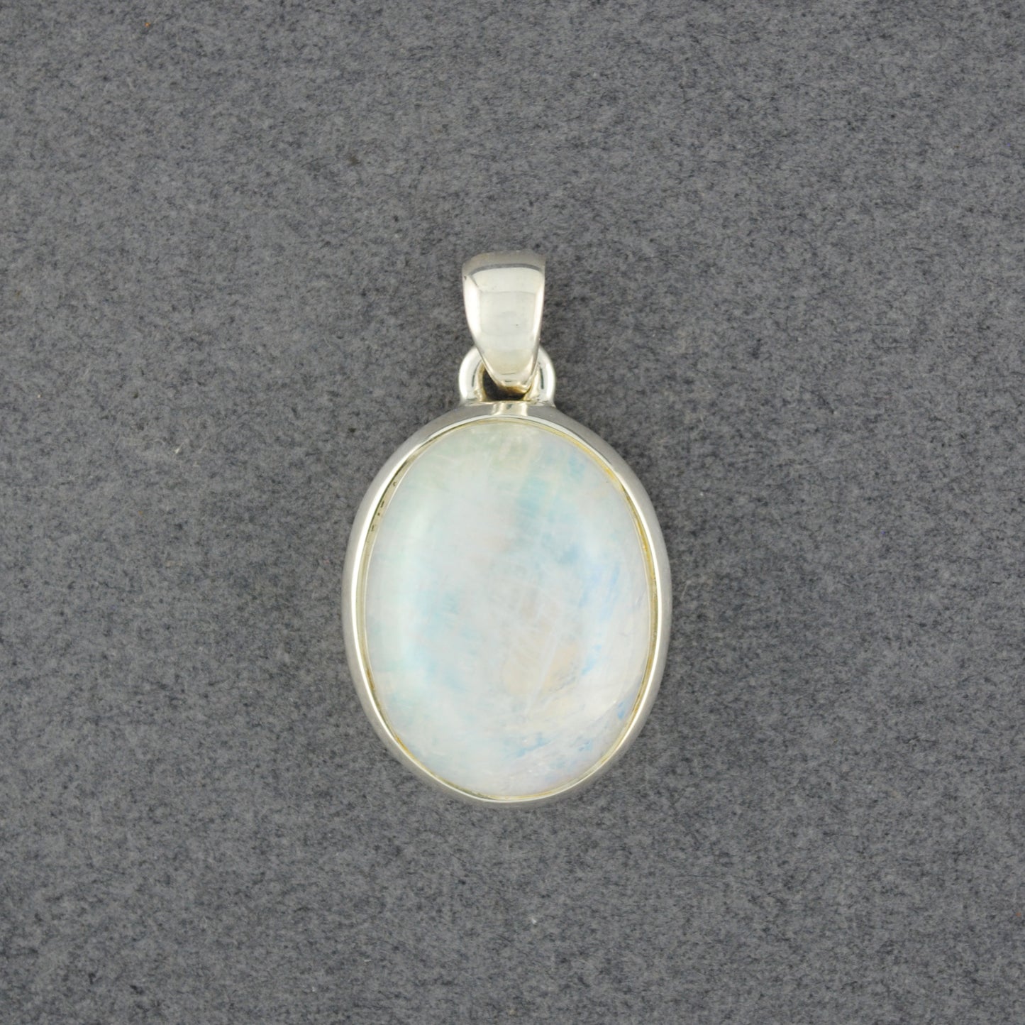 Sterling Silver Rainbow Moonstone Oval Pendant