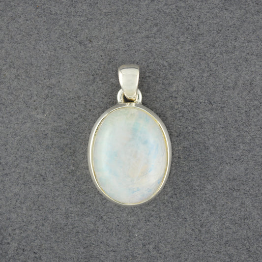 Sterling Silver Rainbow Moonstone Oval Pendant