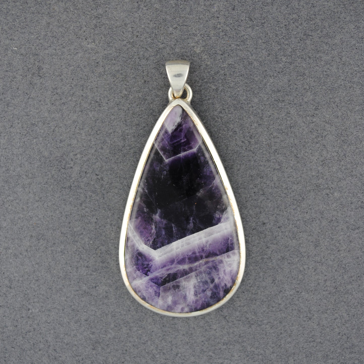 Sterling Silver Chevron Amethyst Teardrop  Pendant