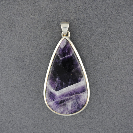 Sterling Silver Chevron Amethyst Teardrop  Pendant