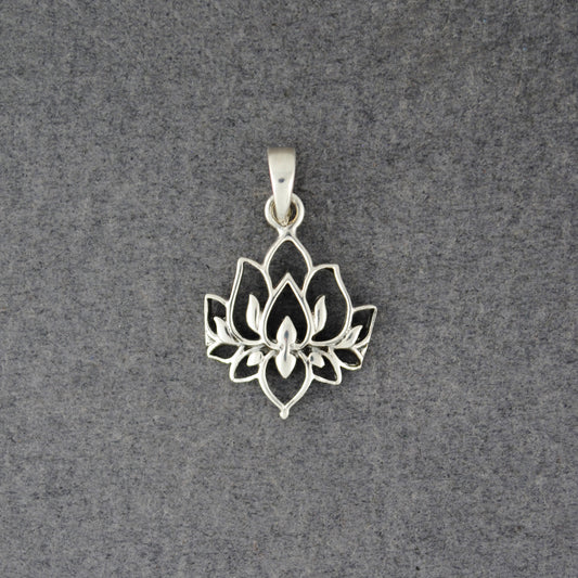 Sterling Silver Small Lotus Pendant