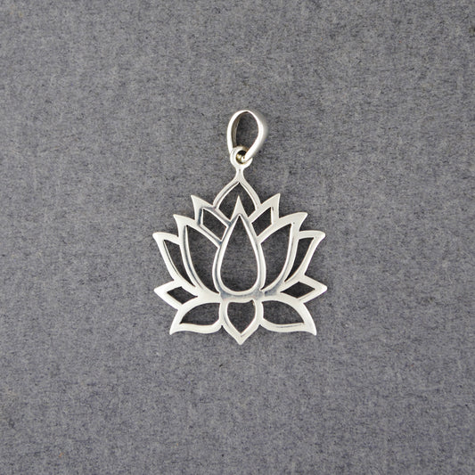 Sterling Silver Lotus Cutout Pendant