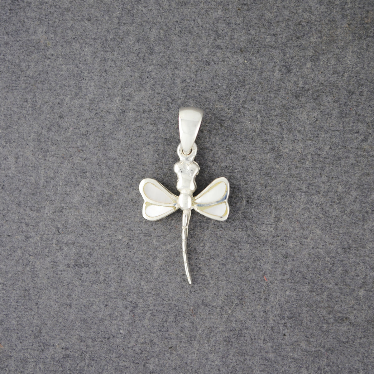 Sterling Silver Mother of Pearl Mini Dragonfly Pendant