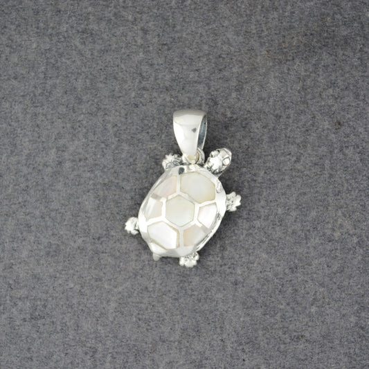 Sterling Silver Mother of Pearl Turtle Pendant