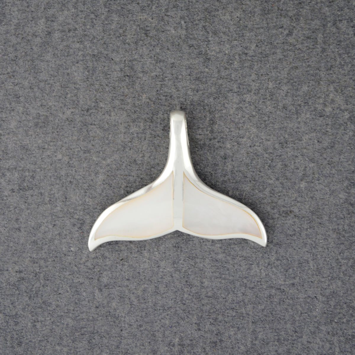 Sterling Silver Mother of Pearl Whale Tail Pendant