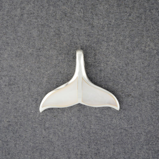Sterling Silver Mother of Pearl Whale Tail Pendant