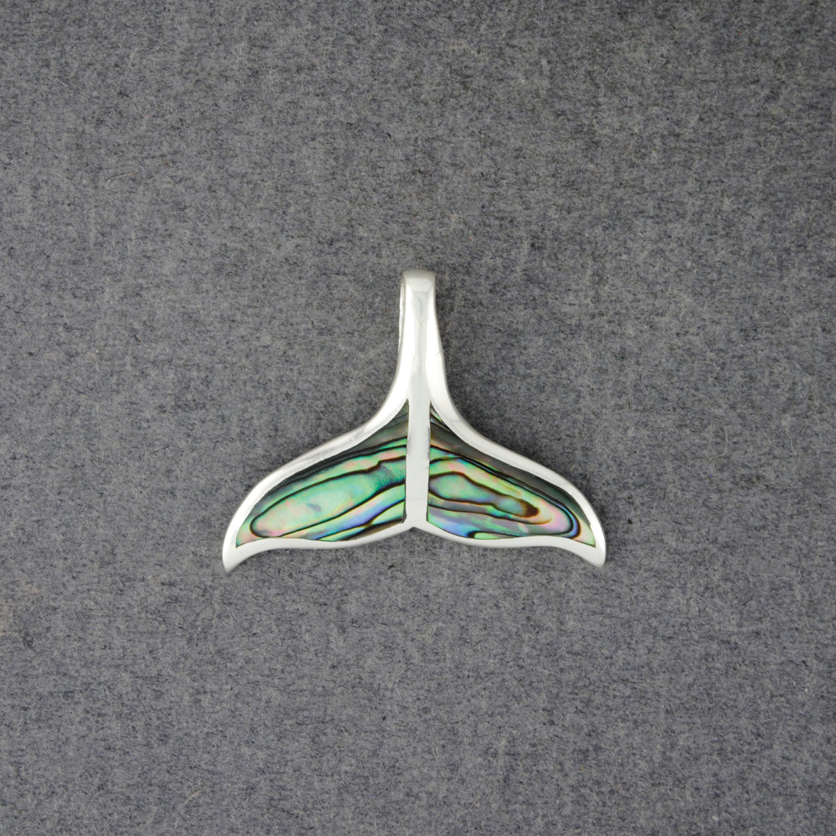 Sterling Silver Abalone Whale Tail Pendant